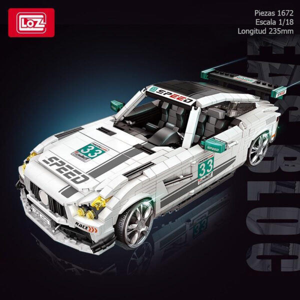 Loz Mini 33 Racing Car 1/18 1672 pcs Construye un coche de carreras a escala con un detallado interior. Construye y colecciona con los bloques de Loz, tus vehículos favoritos.