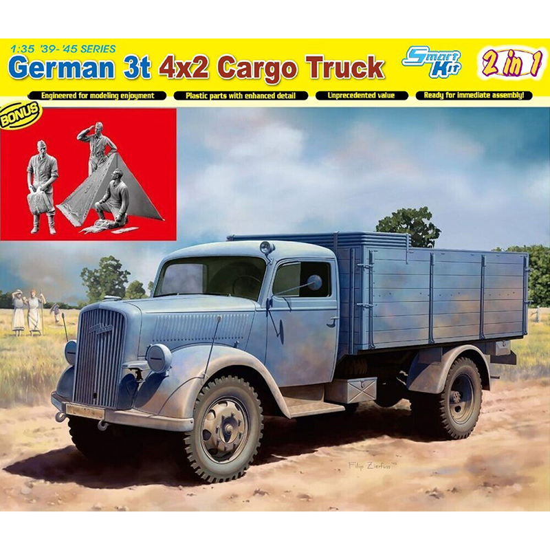 dragon 6974 German 3t 4x2 Cargo Truck 2 in 1 Kit en plástico para montar y pintar.