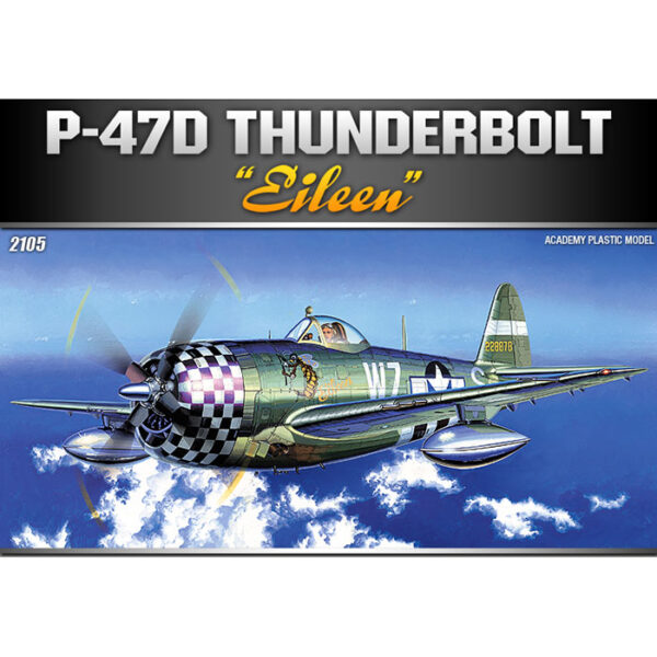 academy 12474 P-47D Thunderbolt "Eileen" Kit en plástico para montar y pintar. Hoja de calcas con 2 decoraciones. Escala 1/72