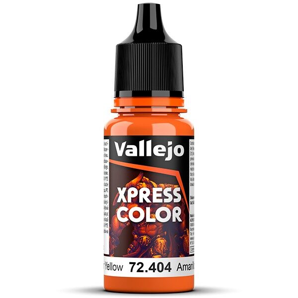 acrylicos vallejo 72404 Nuclear Yellow - Amarillo Nuclear Xpress Color, colores mates de formulación específica que permiten pintar las miniaturas de una forma fácil y rápida.