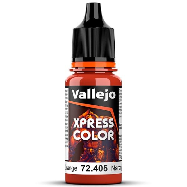 acrylicos vallejo 72405 Martian Orange - Naranja Marte Xpress Color, colores mates de formulación específica que permiten pintar las miniaturas de una forma fácil y rápida.