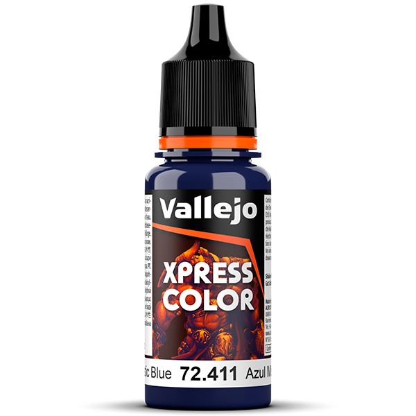 vallejo acrylics 72411 Mystic Blue - Azul Místico Xpress Color, colores mates de formulación específica que permiten pintar las miniaturas de una forma fácil y rápida.