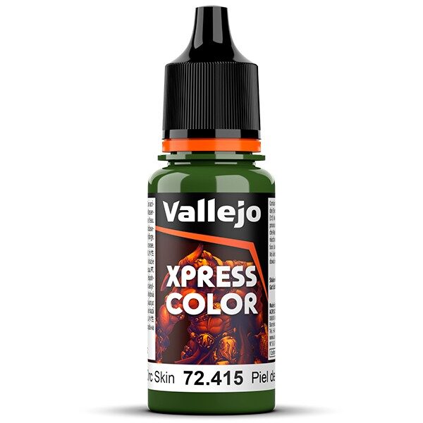 vallejo acrylics 72415 Orc Skin - Piel de Orco Xpress Color, colores mates de formulación específica que permiten pintar las miniaturas de una forma fácil y rápida.