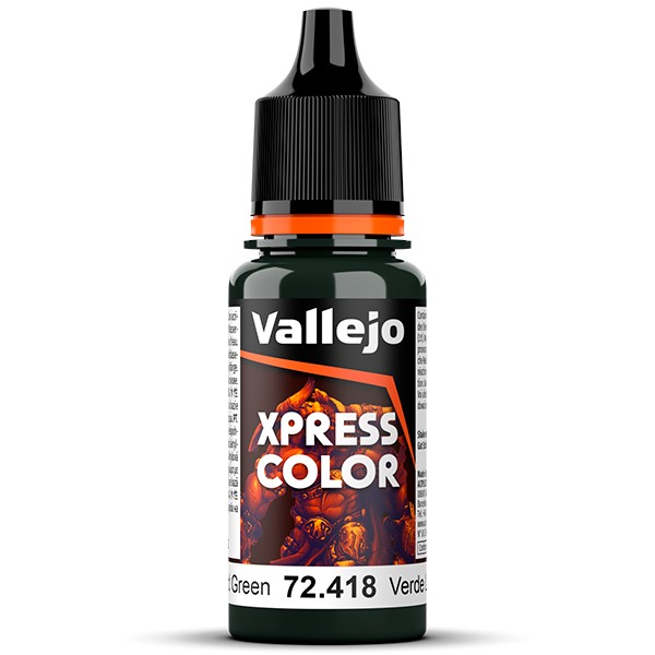 vallejo acrylics 72418 Lizard Green - Verde Lagarto Xpress Color, colores mates de formulación específica que permiten pintar las miniaturas de una forma fácil y rápida.