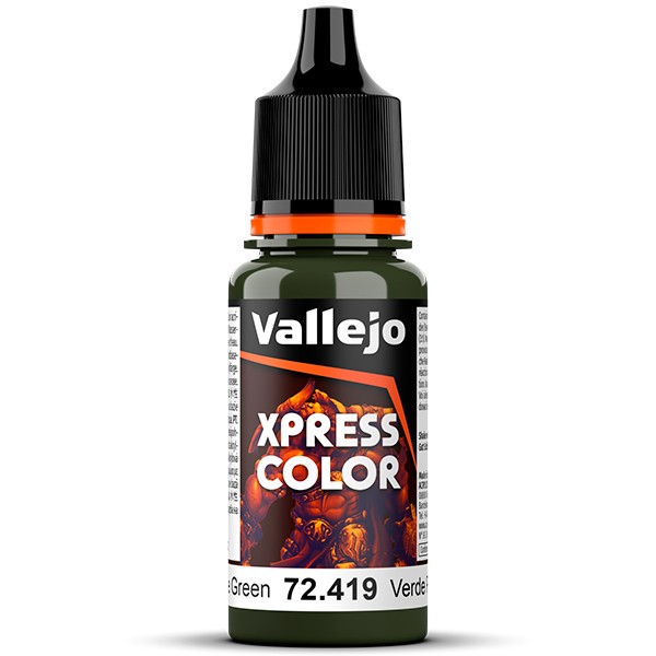vallejo acrylics 72419 Plague Green - Verde Plaga Xpress Color, colores mates de formulación específica que permiten pintar las miniaturas de una forma fácil y rápida.