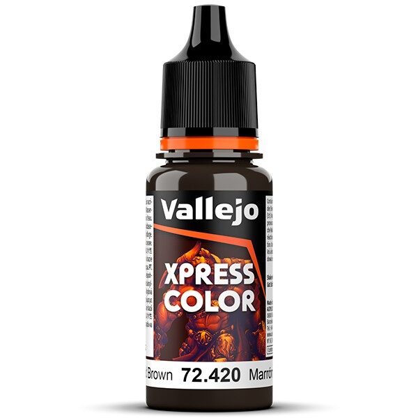 vallejo acrylics 72420 Wasteland Brown - Marrón Yermo Xpress Color, colores mates de formulación específica que permiten pintar las miniaturas de una forma fácil y rápida.