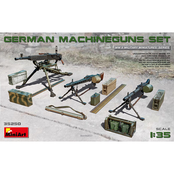 German Machinegun Set Kit en plástico para montar y pintar las ametralladoras alemanas MG-34 , MG-42, ZB-53 (vz.37), munición y equipo.