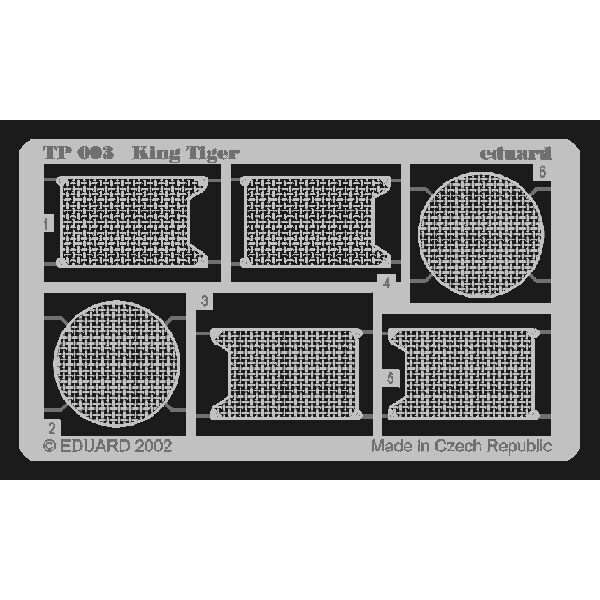 Eduard TP003 1/35 King Tiger Rejillas (Tamiya) Piezas en metal fotograbado para super-detallar la maqueta indicada.