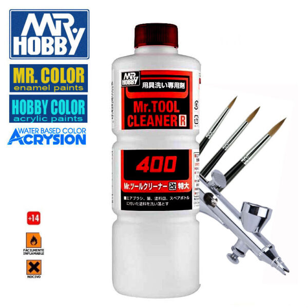 T116 MR Tool Cleaner R 400ml - Limpiador Universal Disolvente y limpiador universal para todo tipo de herramientas de modelismo, pinceles y aerógrafos.