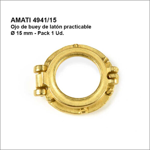 AMATI 4941/15 Ojo de buey en latón practicable Ø 15 mm (1 Ud.)