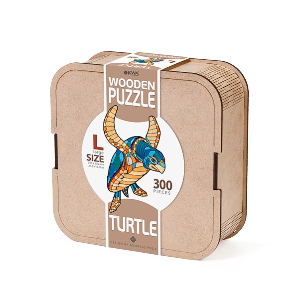 EWA Puzzle Tortuga (L) Rompecabezas de madera a color con piezas de formas inusuales para un montaje más divertido y emocionante.
