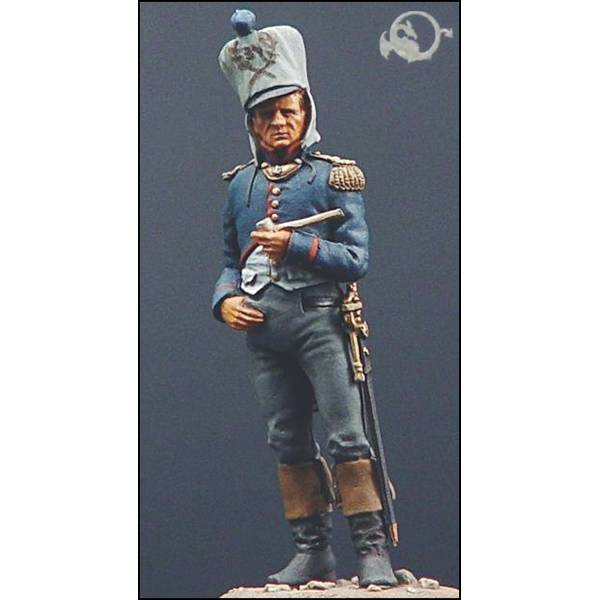 el viejo dragon c4f10 Of. del 34 de Infantería de Línea Francia Figura de colección en metal blanco para montar y pintar. Escultura Ramón Arredondo. Época: Guerra de la Independencia. Escala 54mm
