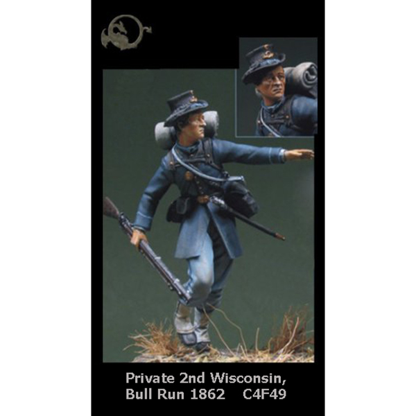 el viejo dragon c4f49 Private 2nd Wisconsin, Bull Run 1862 Figura de colección en metal blanco para montar y pintar. Escultura Ramón Arredondo Escala 54mm / 1:32