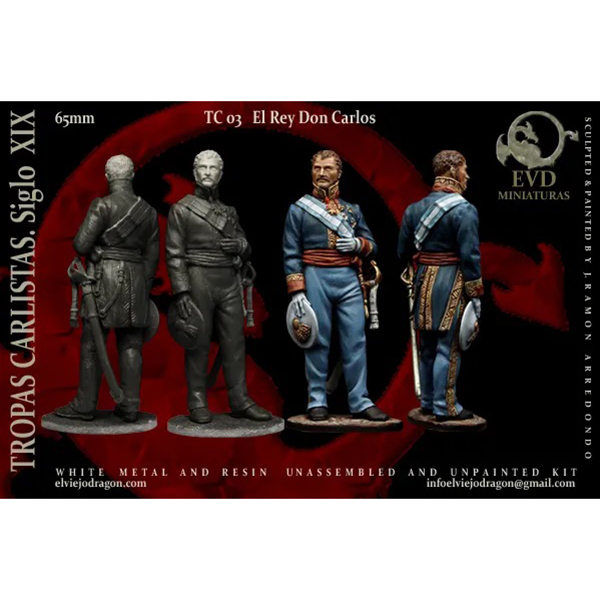 El Rey Don Carlos Figura de colección en metal blanco para montar y pintar. Escala 65mm / 1:30