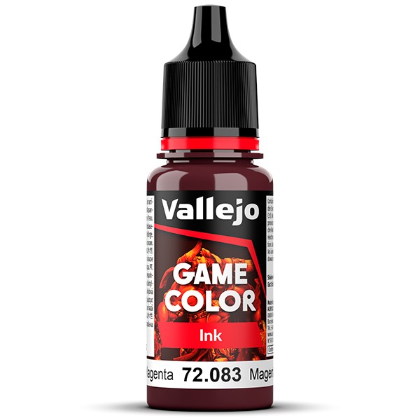 72083 Tinta magenta-Magenta ink Las tintas se emplean para potenciar, matizar, unificar y modificar los tonos y para efectos de sombreado y aguadas. Los colores se presentan en botellas de 18 ml.