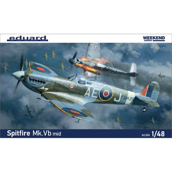eduard 84186Spitfire Mk.Vb mid Weekend Edition Maqueta en plástico para montar y pintar. Hoja de calcas con 4 decoraciones. Escala 1/48