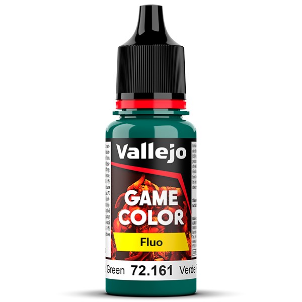 vallejo game color 72161 Verde Frío Fluorescente - Fluorescent Clod Green La gama de colores fluorescentes es óptima para aplicar efectos especiales de iluminación en las figuras, vehículos y escenarios.