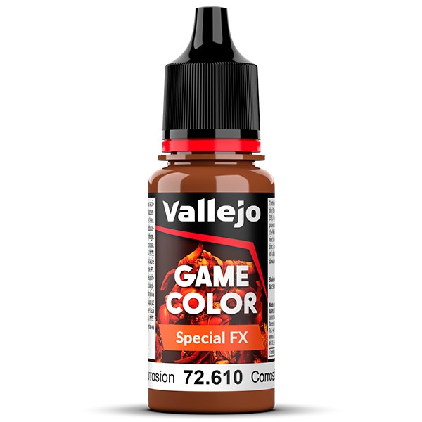 vallejo game color 72610 Corrosión Galvánica - Galvanic Corrosion La gama Special FX se ha desarrollado para poder reproducir diferentes efectos orgánicos como sangre, bilis, vómito o de desgaste como verdín, óxido o corrosión sobre nuestras miniaturas, vehículos y escenarios.
