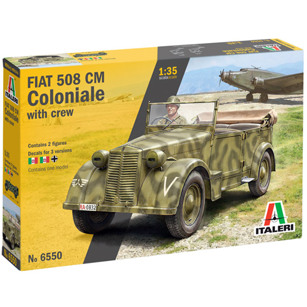 italeri 6550 Fiat 508 CM Coloniale with Crew 1/35 Kit en plástico para montar y pintar. Incluye 2 figuras.