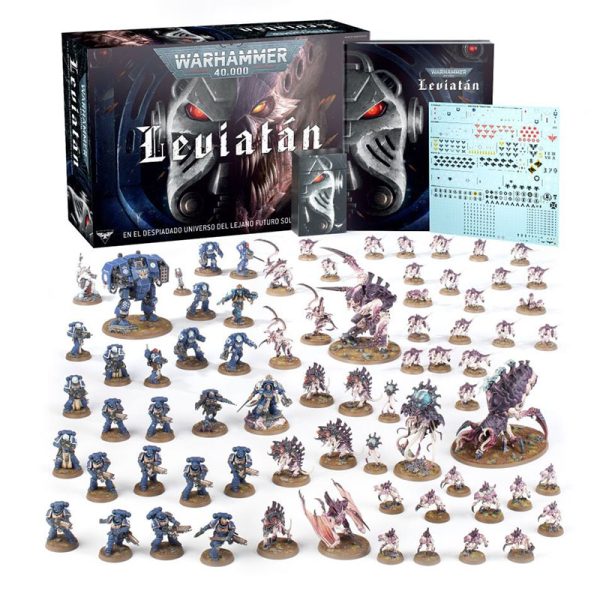 Warhammer 40,000: Leviatán Una nueva increíble caja de juego repleta de nuevas miniaturas y reglas para Warhammer 40,000, disponible aquí por primera vez. Contiene 72 miniaturas Citadel de las facciones Marines Espaciales y Tiránidos Incluye un libro exclusivo con las reglas del juego, trasfondo en profundidad y reglas narrativas de Cruzada adicionales