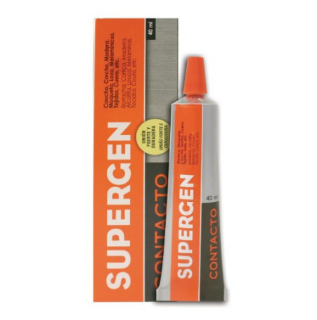 Supergen Pegamento de contacto 40 ml Adhesivo de secado rápido. Con resistencia al envejecimiento y a la radiación ultra violeta. Formulado con disolventes orgánicos no nocivos 1.