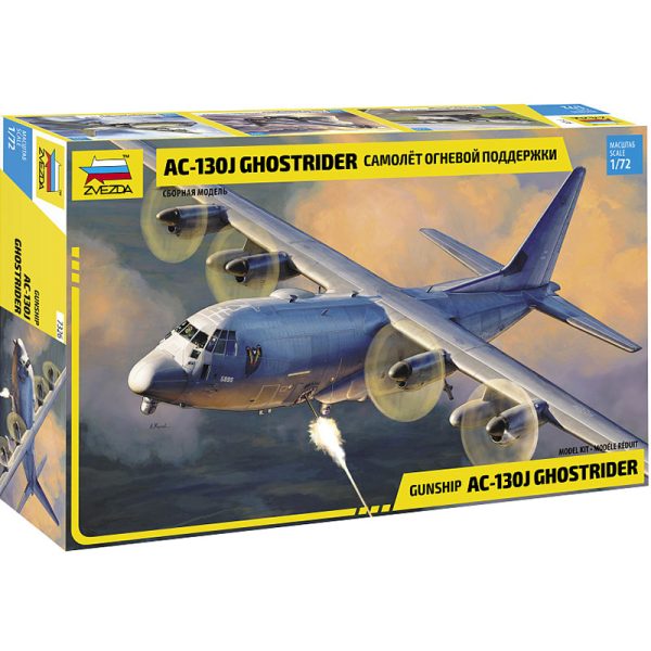 zvezda 7326 Gunship AC-130J Ghostrider 1/72 Kit en plástico para montar y pintar. Hoja de calcas con 2 decoraciones. Piezas 399