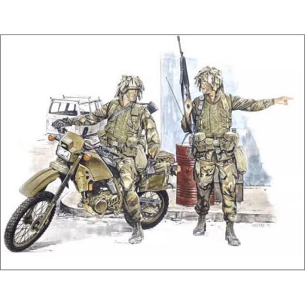 dragon 3009 US Light Infantry Kit en plástico para montar y pintar. Incluye 2 figuras de soldados de infantería USA modernos y 1 moto.