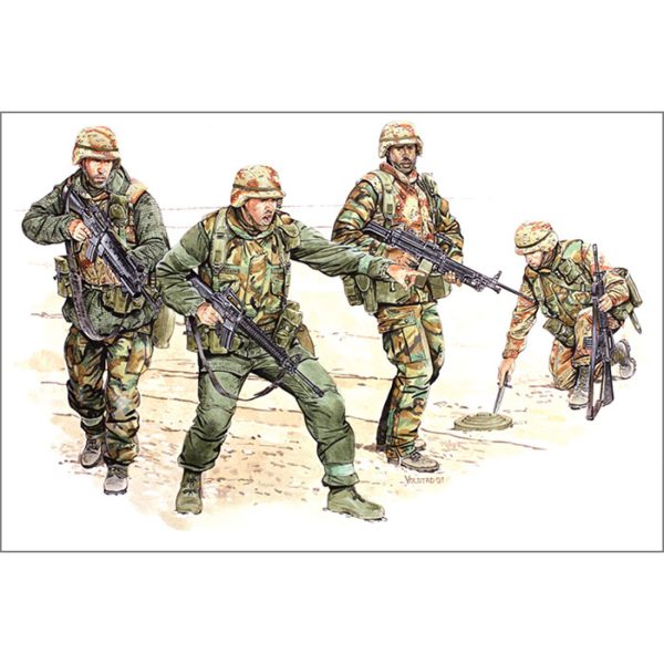 dragon 3015 US 1st Infantry Division "Big Red One" Kit en plástico para montar y pintar. Incluye 4 figuras de soldados de infantería USA modernos.