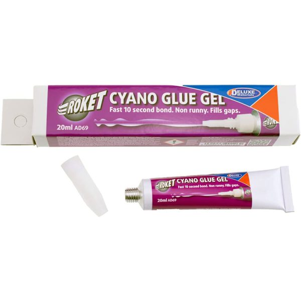 deluxe materials ad69 DELUXE Roket Cyano Glue Gel Adhesivo de cianocrialto de tipo denso. Eficaz para uniones rellenando grietas y espacios.