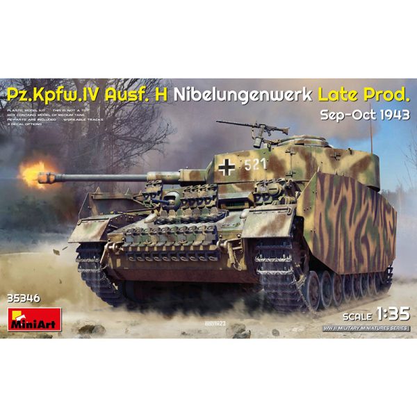 miniart 35346 Pz.Kpfw.IV Ausf. H Nibelungenwerk Late Prod. Sep-Oct 1943 Kit en plástico para montar y pintar. Incluye piezas en fotograbado y cadenas por eslabones individuales.