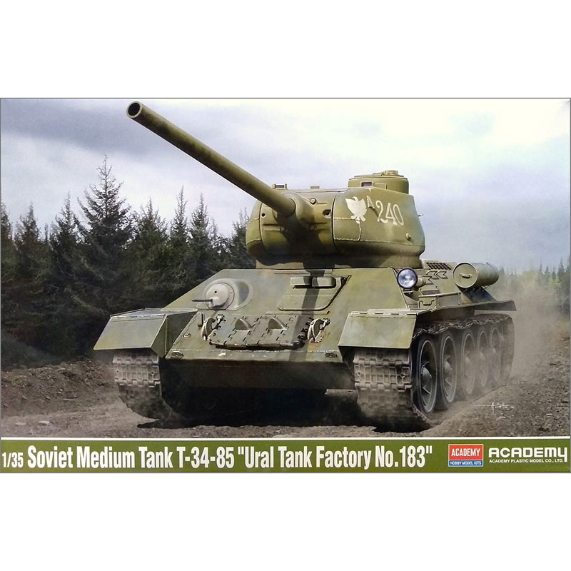 academy 13554 Soviet Medium Tank T-34-85 Ural Tank Factory No. 183 Kit en plástico para montar y pintar. Incluye piezas en fotograbado