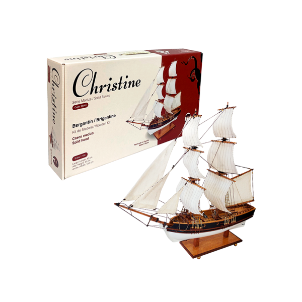 everships 498001 Bergantín Christine 1/100 Kit de montaje en madera ideal para iniciarse en el modelismo naval clásico.