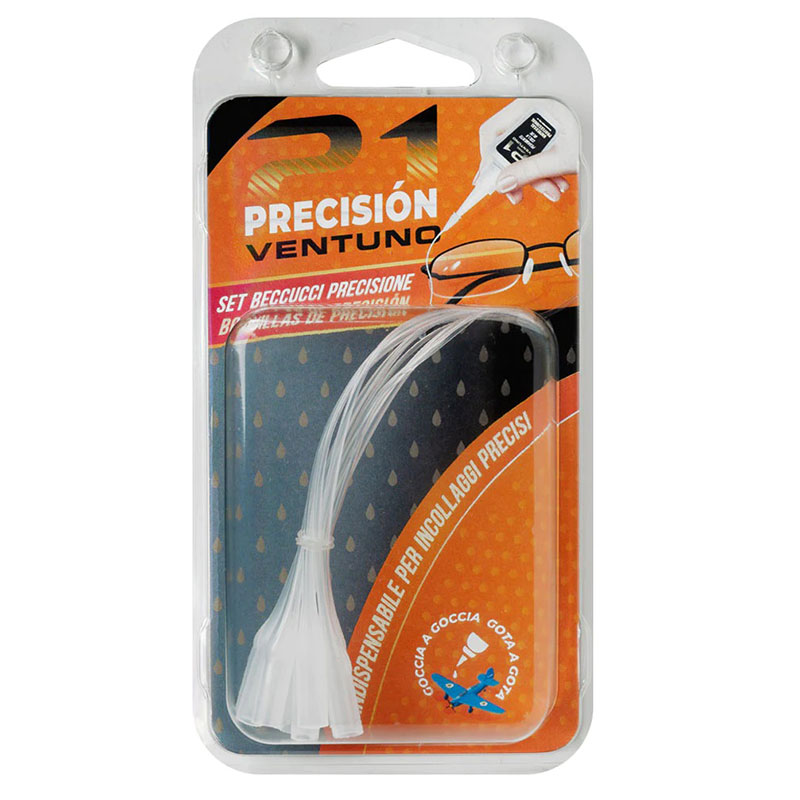 Colla 21 Precisión (boquilla dispensadora) Juego de 10 Cánulas de PVC para dosificación y/o microdosificación de precisión.