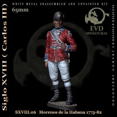 el viejo dragon sxviii Oficial Morenos de La Habana 1775-82 Figura de colección en metal blanco para montar y pintar. Época: S.XVIII dc.