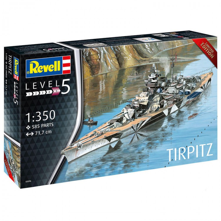 revell 05096 Battleship Tirpitz 1/350 Kit en plástico para montar y pintar. Longitud: 717mm Piezas:585