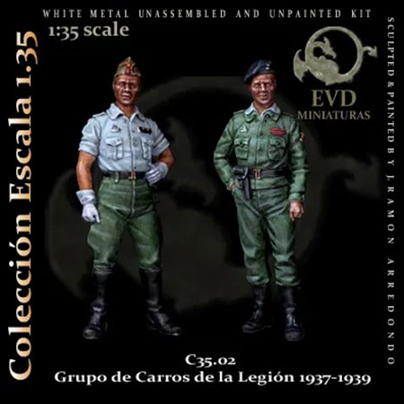 el viejo dragon c35.02 Grupo de Carros de la Legión 1937-39 Figuras de colección en metal blanco para montar y pintar. Época: Guerra Civil Española. Escala: 1/35