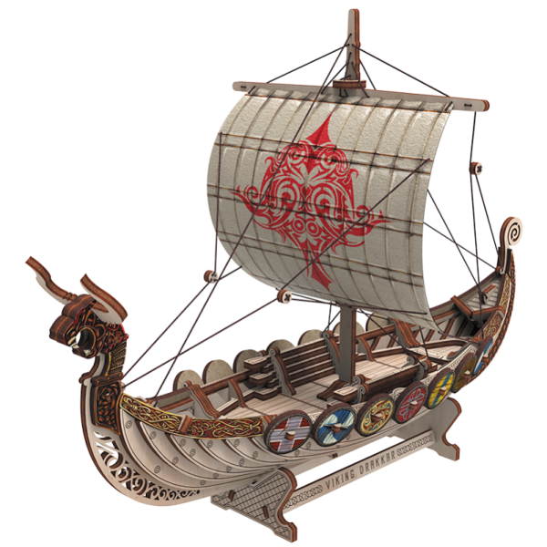 mr playwood 10113 Drakkar Vikingo "Battle Dragon" Kits de construcción en madera contrachapada de alta calidad con las piezas precortadas y numeradas.