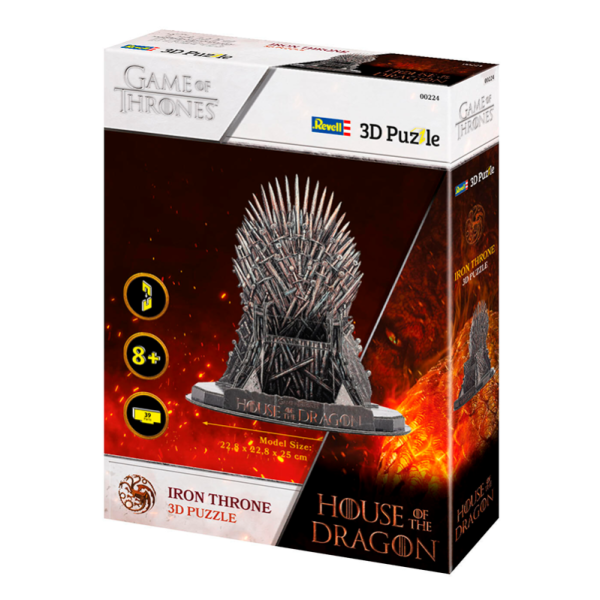 Casa del Dragón: Trono de Hierro 3D Puzzle Montaje con 39 piezas, incluye instrucciones de montaje detalladas.