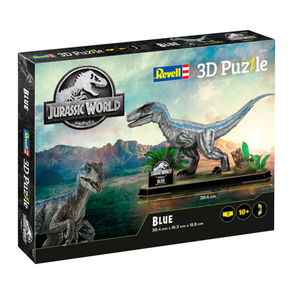 Jurassic World: Blue 3D Puzzle Puzzle 3D detallado de 57 piezas, incluye instrucciones fácil de entender y sencillo de construir, ideal para niños de 8 años en adelante y adultos.