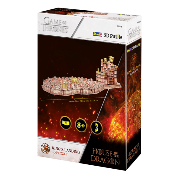 revell Casa del Dragón: Desembarco del Rey 3D Puzzle Montaje desafiante: con 262 piezas, el rompecabezas ofrece una experiencia de construcción compleja y satisfactoria.