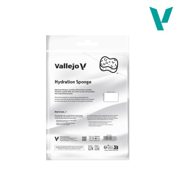 Vallejo 2 Esponja hidratante 220 x 140 mm Recambio de esponja hidratante para la Paleta Húmeda Pro Painter Size.