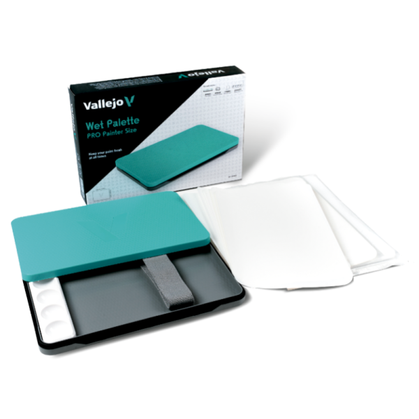 Vallejo Set Paleta húmeda Pro Painter Size La paleta húmeda es una herramienta que permite mantener las pinturas acrílicas húmedas y manejables durante más tiempo.
