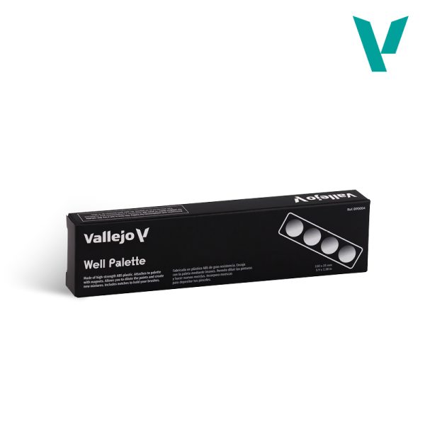 Vallejo Paleta accesoria Fabricada en plástico ABS, dispone de 5 pocillos para realizar mezclas o diluir colores, permitiendo ahorrar espacio en el papel.