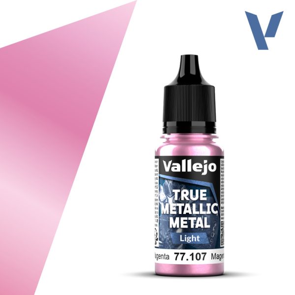 vallejo true metallic metal 77.105 Magenta Carmesí - Crimson Magenta 18ml Para iluminar los colores Base. Versión más luminosa que el tono Base. Pueden mezclarse en diferentes proporciones para conseguir luces intermedias.