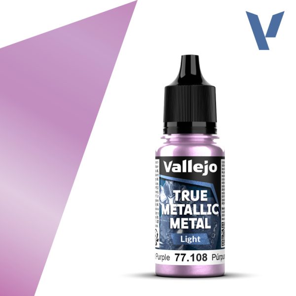 vallejo true metallic metal 77.108 Púrpura Amatista - Amethyst Purple 18ml Para iluminar los colores Base. Versión más luminosa que el tono Base. Pueden mezclarse en diferentes proporciones para conseguir luces intermedias.