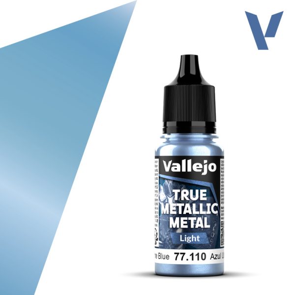 vallejo true metallic metal 77.110 Azul Ultramar - Ultramarine Blue 18ml Para iluminar los colores Base. Versión más luminosa que el tono Base. Pueden mezclarse en diferentes proporciones para conseguir luces intermedias.