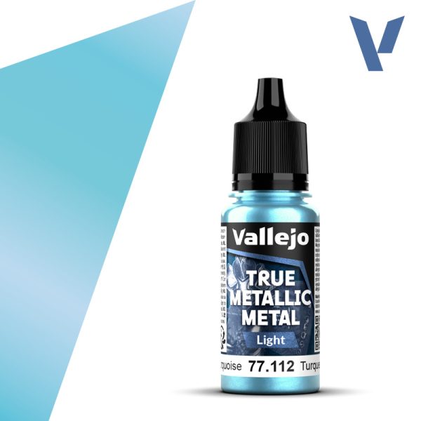 vallejo true metallic metal 77.112 Turquesa Hidra - Hydra Turquoise 18ml Para iluminar los colores Base. Versión más luminosa que el tono Base. Pueden mezclarse en diferentes proporciones para conseguir luces intermedias.