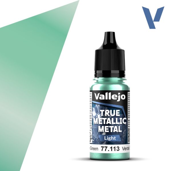 vallejo true metallic metal 77.113 Verde Escarabajo - Beetle Green 18ml Para iluminar los colores Base. Versión más luminosa que el tono Base. Pueden mezclarse en diferentes proporciones para conseguir luces intermedias.