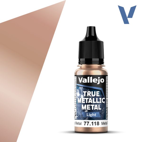 vallejo true metallic metal 77.118 Metal Oxidado - Rusty Metal 18ml Para iluminar los colores Base. Versión más luminosa que el tono Base. Pueden mezclarse en diferentes proporciones para conseguir luces intermedias.