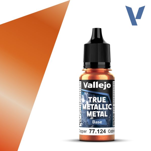 vallejo true metallic metal 77.124 Cobre Antiguo - Ancient Copper 18ml Alto poder de cubrición para capas base, con acabado suave y homogéneo y gran capacidad auto-nivelante. Puedes mezclar los colores entre sí para conseguir nuevos tonos.